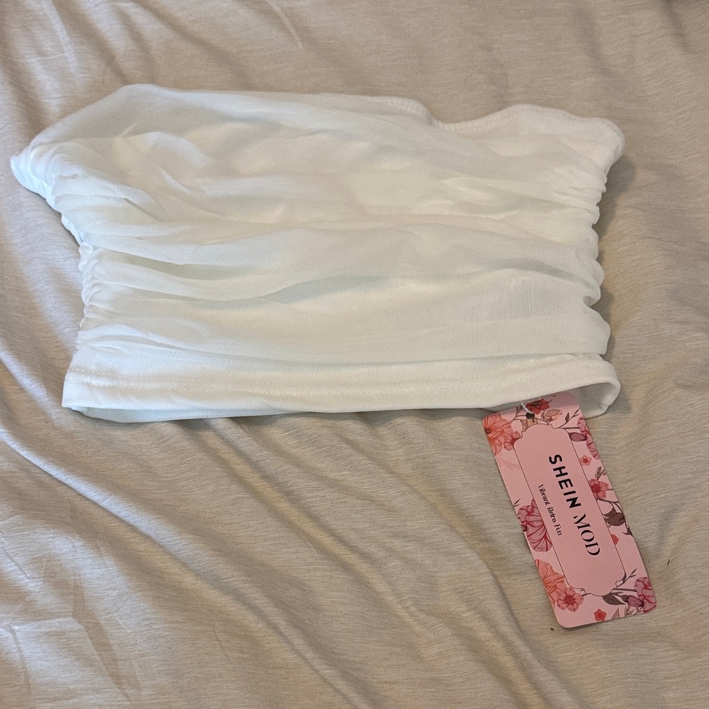 SHEIN Elegant White Strapless Top